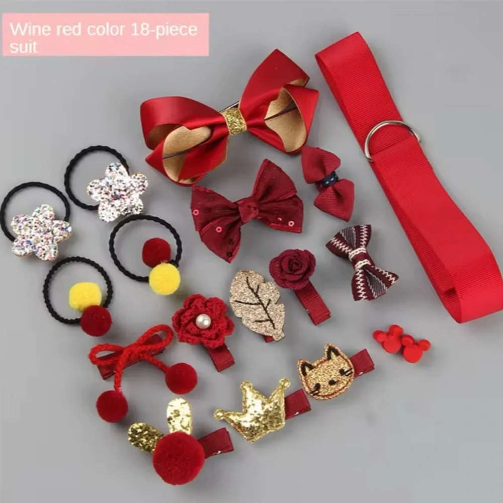 Hair Clips, Bows, Barrette And Hair Ties Set For Girls. 18 Pieces New In Box.
